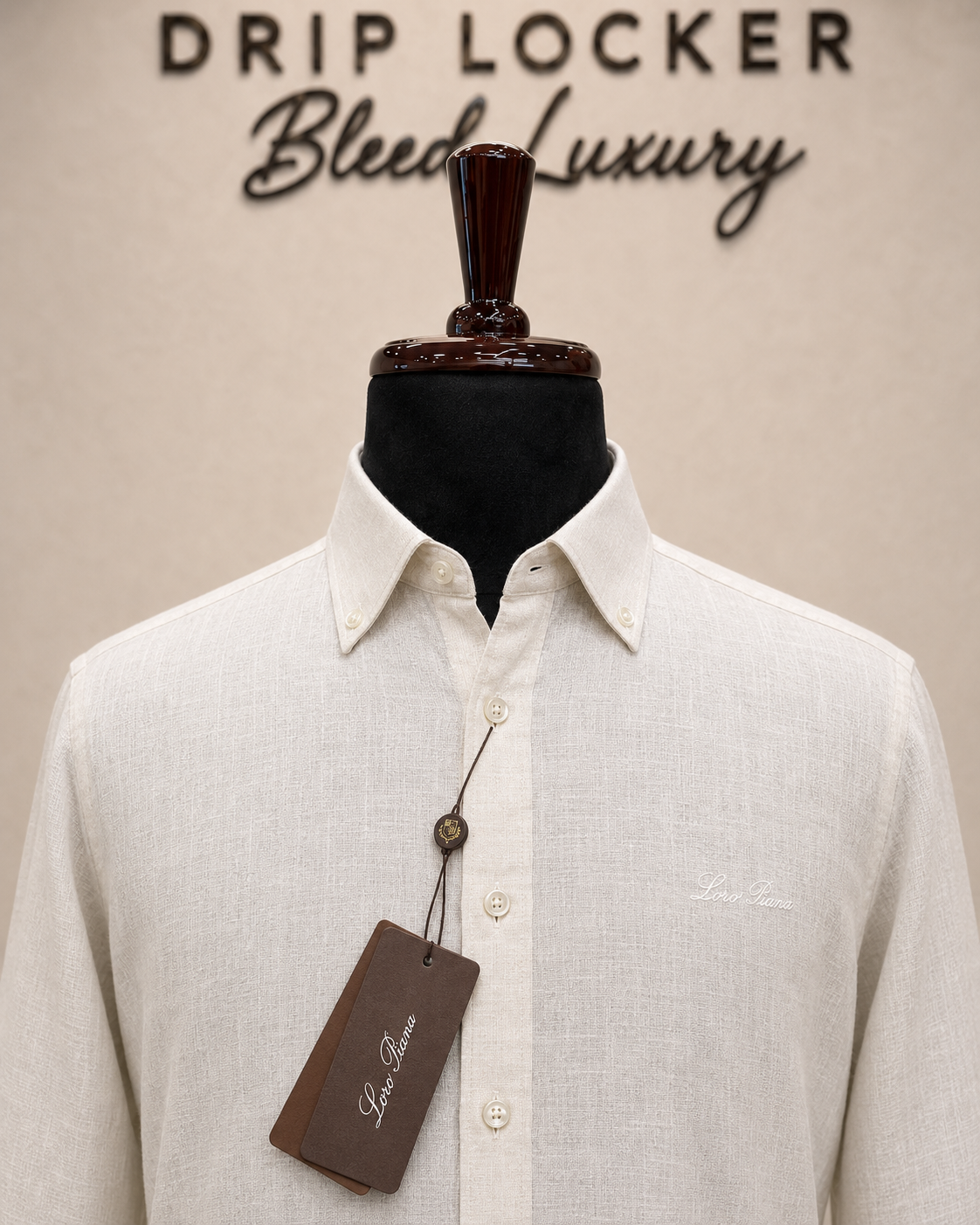 Men’s Ivory Textured Shirt - Ivory Linen Button Down Craftsmanship Close Up