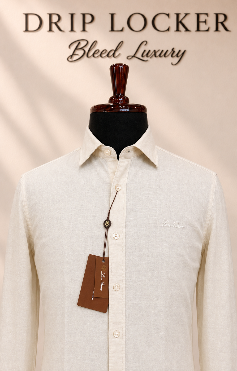 Men’s Ivory Textured Shirt - Ivory Linen Shirt Craftsmanship Detail