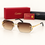 CR — Brown Gradient Geometric Rimless Sunglasses – Model 12