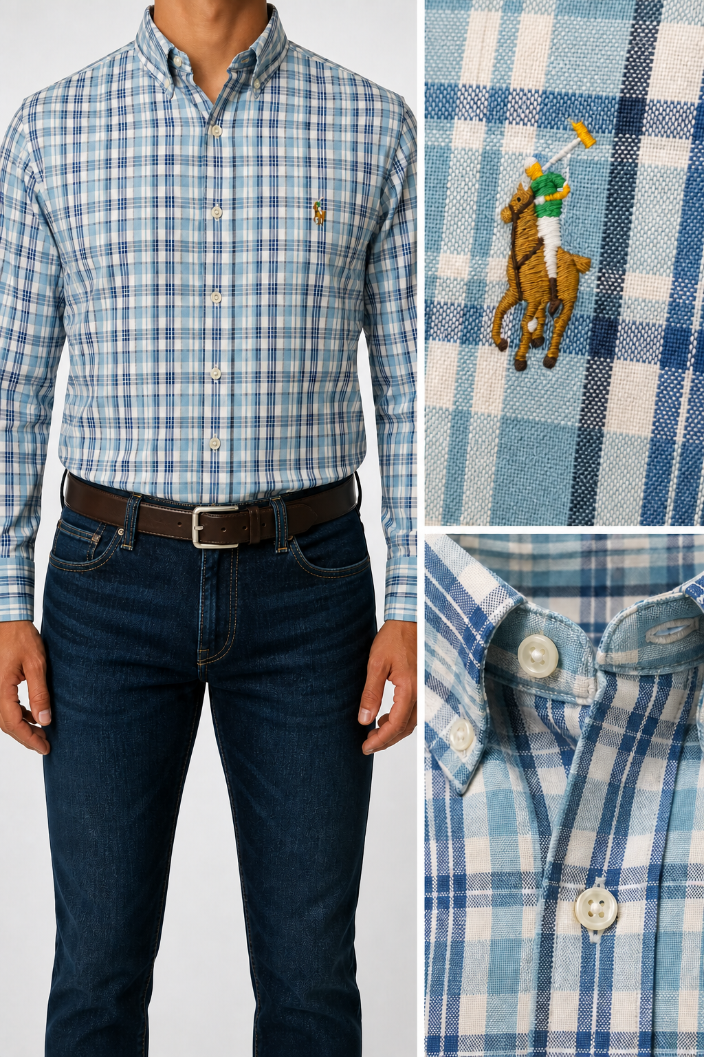RL — Men’s Blue Multicheck Shirt — additional product detail view