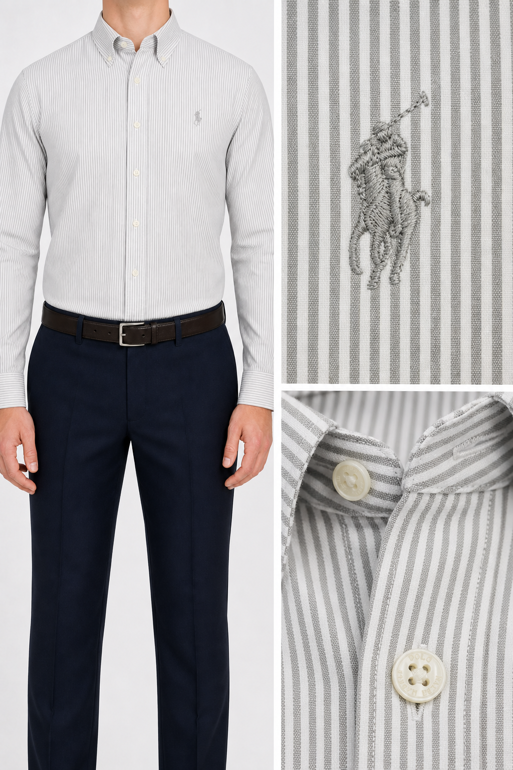 RL — Men’s Light Grey Pinstripe Shirt — additional product detail view