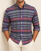 HKTT — Charcoal Plum Broad Check Button-Down Shirt