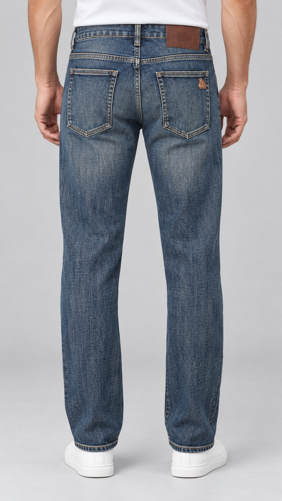 Men’s Straight-Fit Jeans – Vintage Indigo Blue - back view