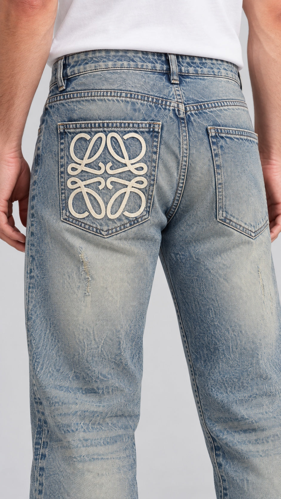 Men’s Anagram Straight-Fit Jeans – Light Vintage Indigo - back detail