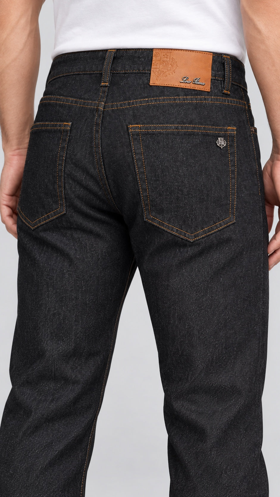 Men’s Straight-Fit Jeans – Raw Charcoal Black - back detail