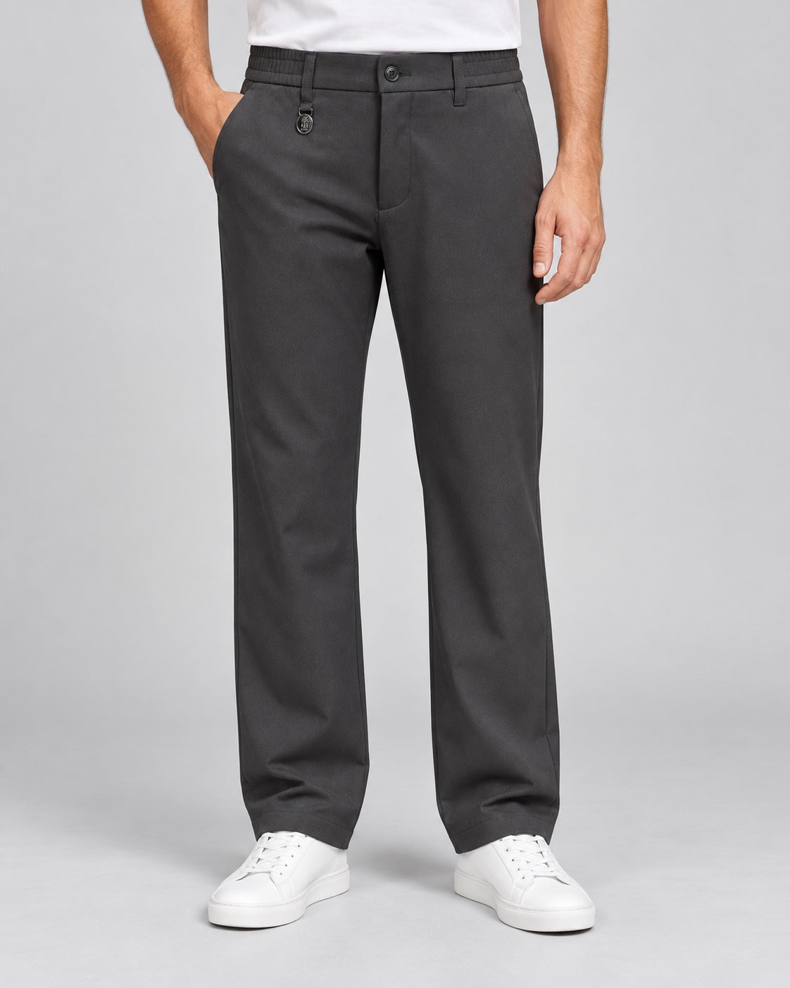 Men’s Tailored Trousers – Deep Charcoal Grey - front view