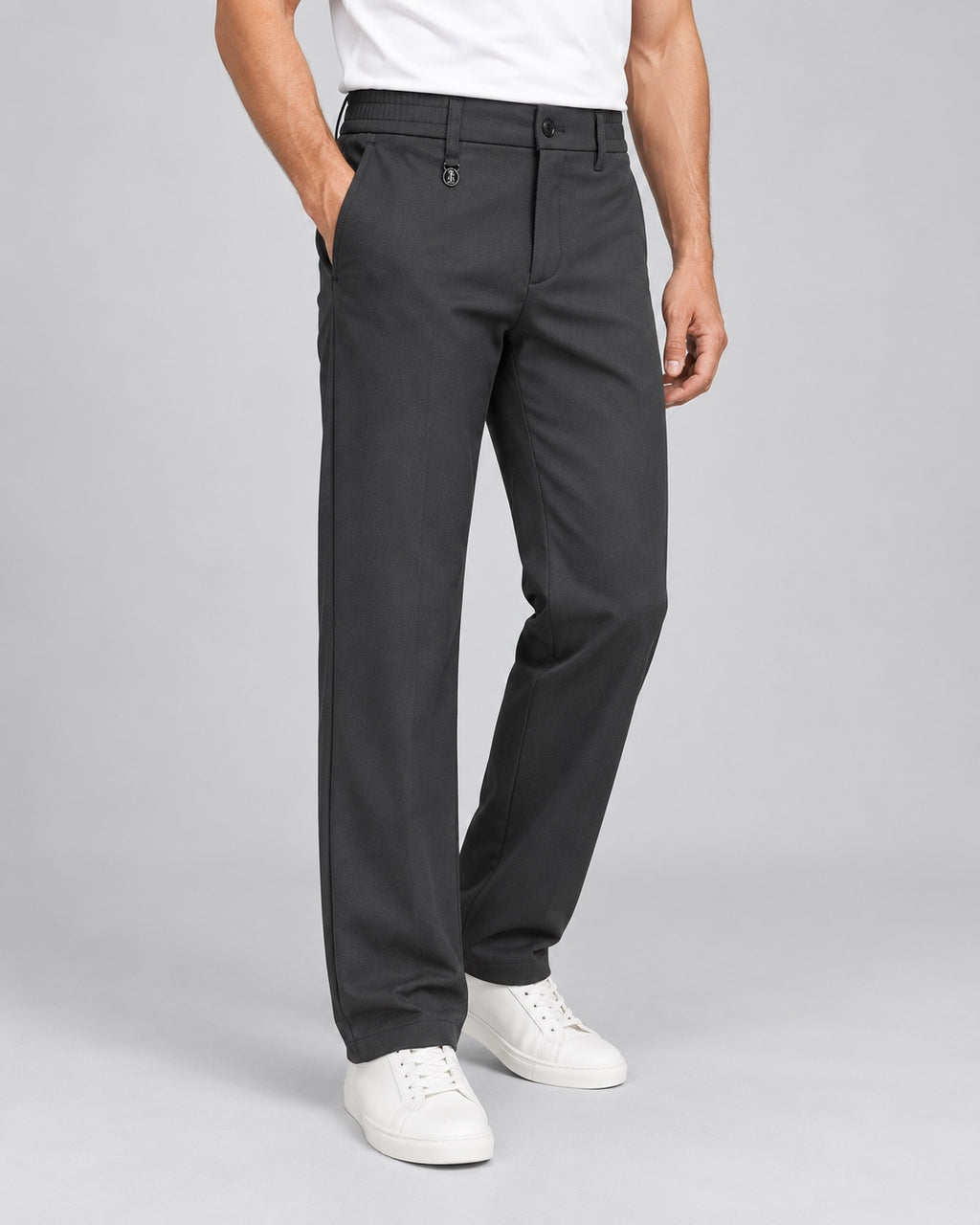 Men’s Tailored Trousers – Deep Charcoal Grey - angled front