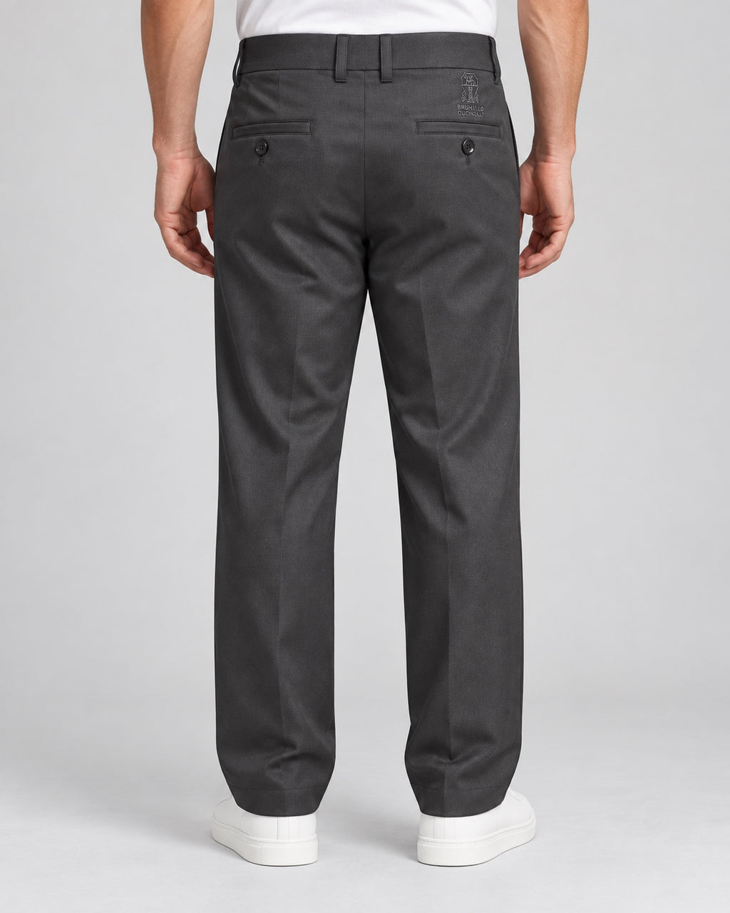 Men’s Tailored Trousers – Deep Charcoal Grey - back view