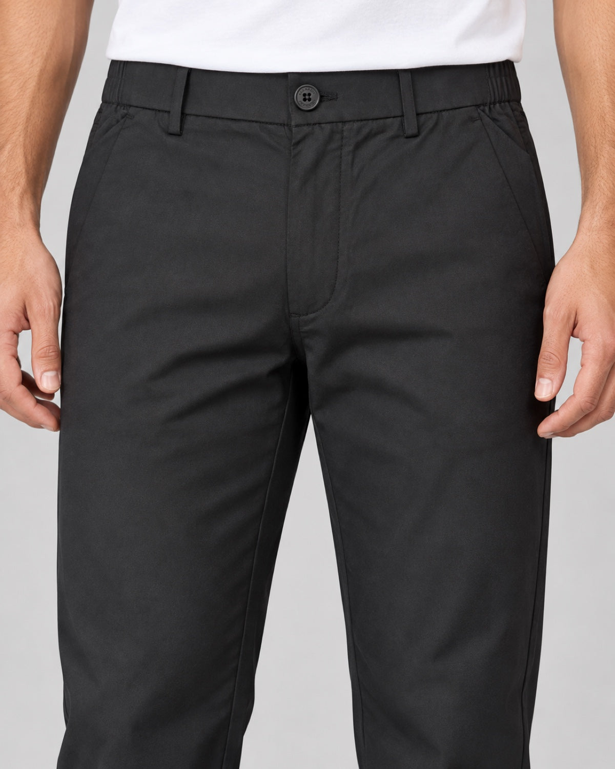 Men’s Tailored Trousers – Deep Black - front detail