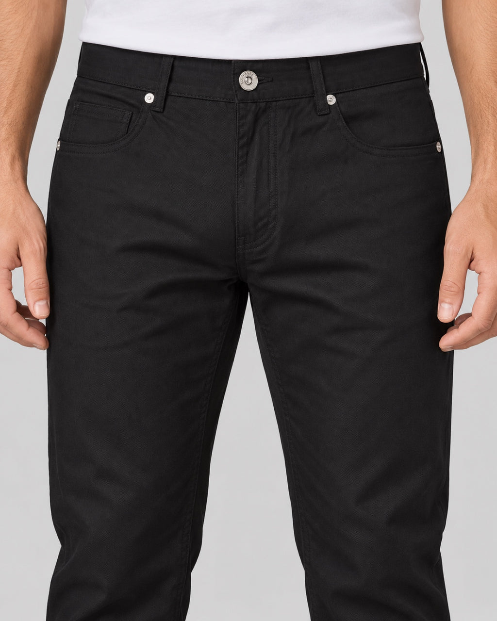 Men’s Five-Pocket Trousers – Black - front detail