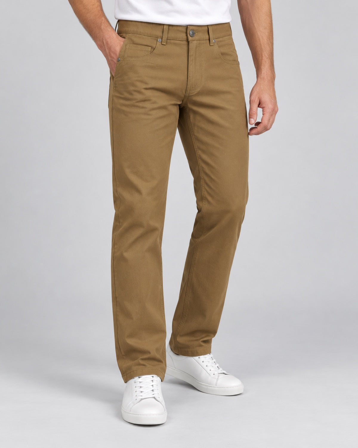 Men’s Five-Pocket Trousers – Camel Khaki - angled front