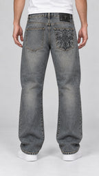 CH — Men’s Wide-Bottom Straight-Fit Cross Jeans – Vintage Grey Blue