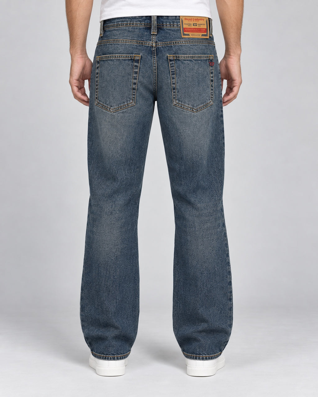 DSL — Men’s Wide-Bottom Straight-Fit Jeans – Vintage Mid Indigo — back