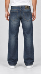 VRSC — Men’s Wide-Bottom Straight-Fit Medusa Jeans – Vintage Blue Grey