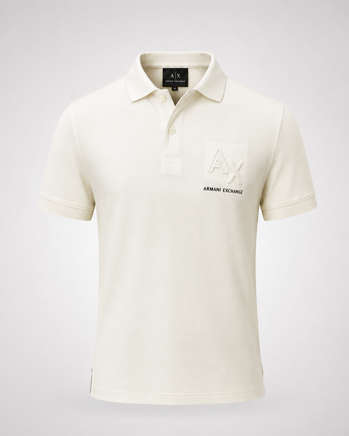 Men’s Cream Embossed-Logo Polo T-Shirt - front view