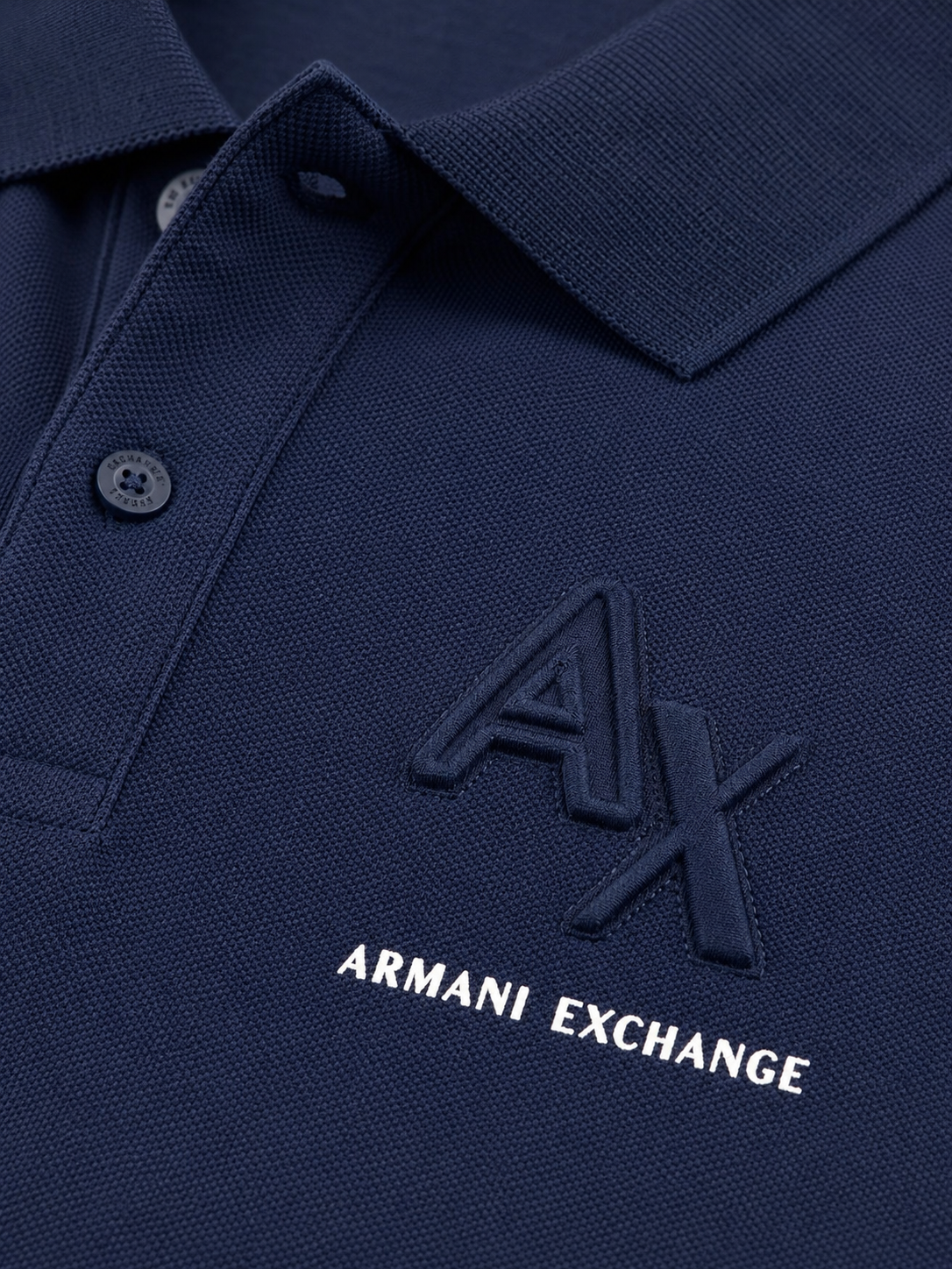 Men’s Navy Blue Embossed-Logo Polo T-Shirt - view 3