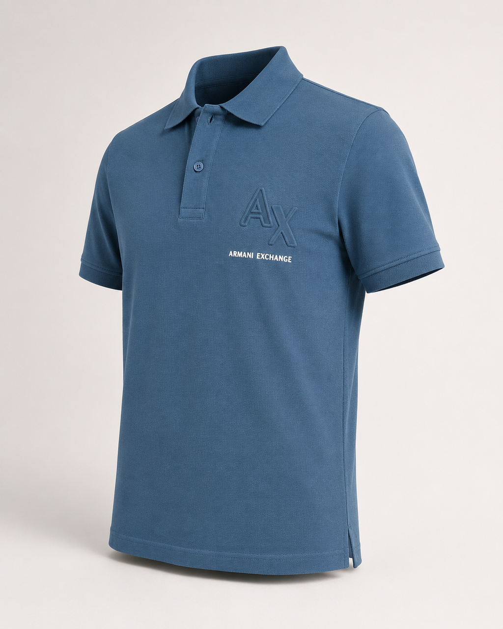 Men’s Petrol Blue Embossed-Logo Polo T-Shirt - view 2