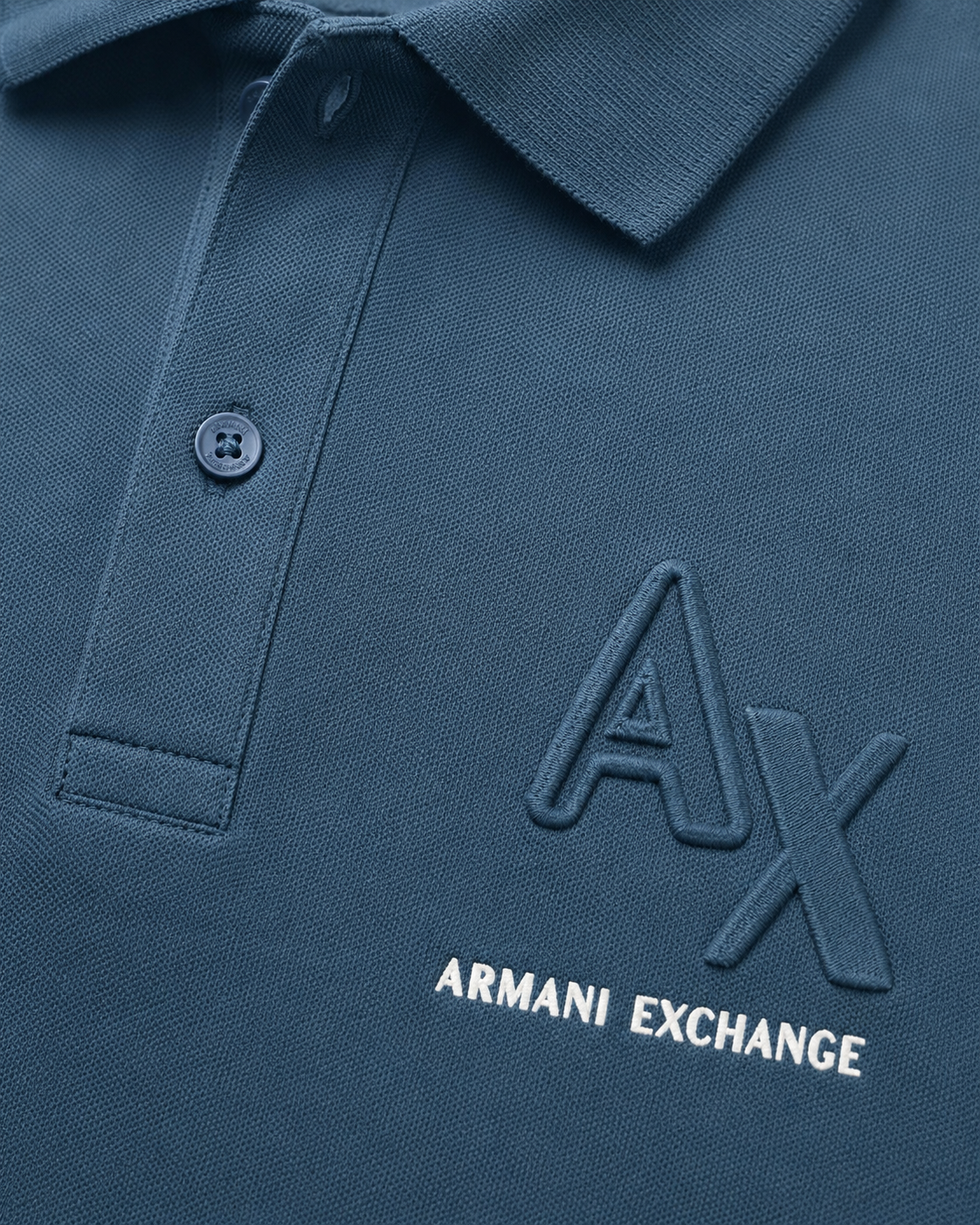 Men’s Petrol Blue Embossed-Logo Polo T-Shirt - view 4