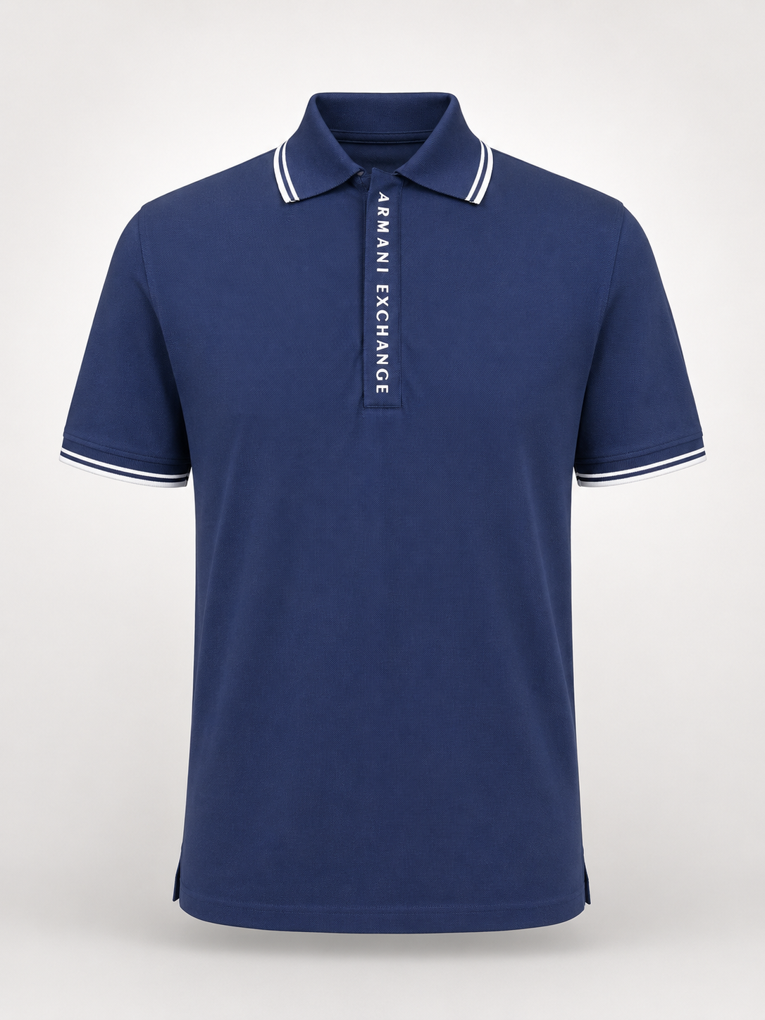 Men’s Navy Blue Zip-Placket Polo T-Shirt - front view