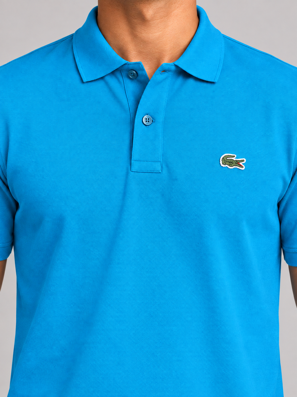 Bright Cyan Crocodile Patch Polo - view 4