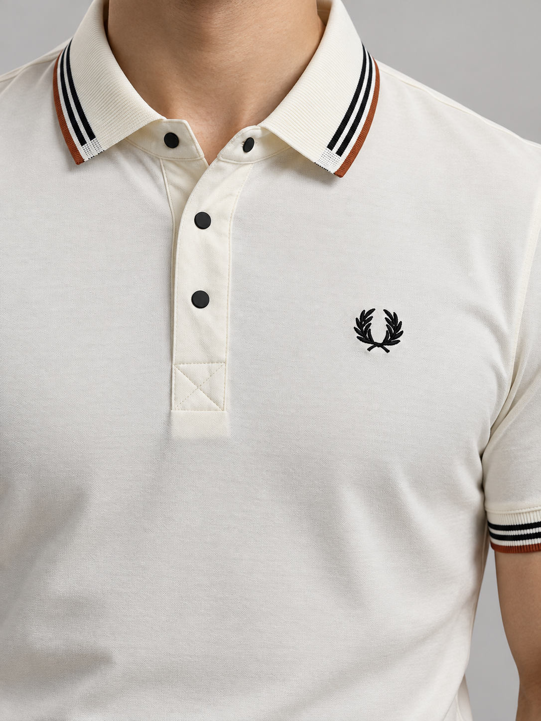 Ivory Striped Collar Polo - view 4