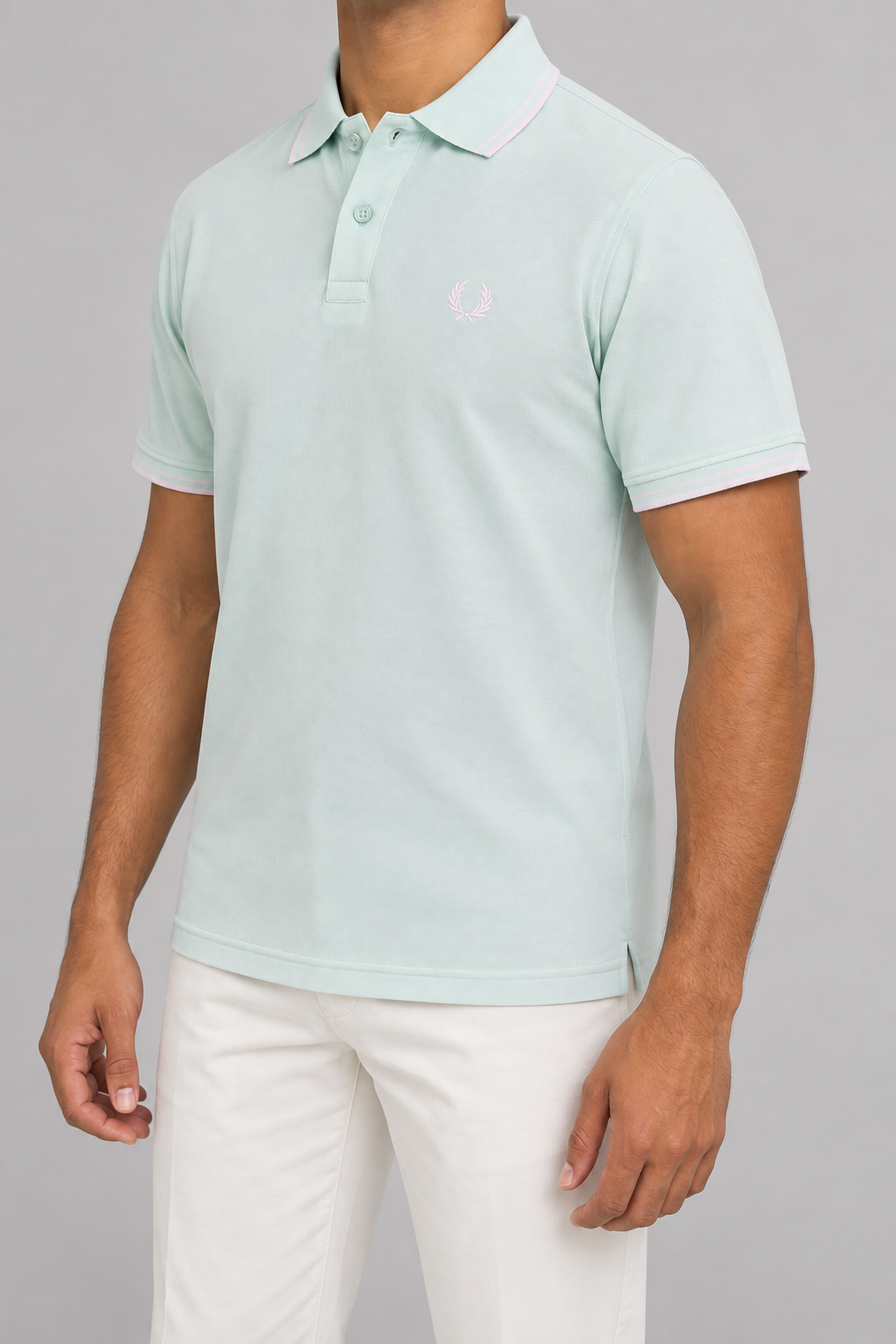 Pale Mint Polo With Pink Trim - view 3