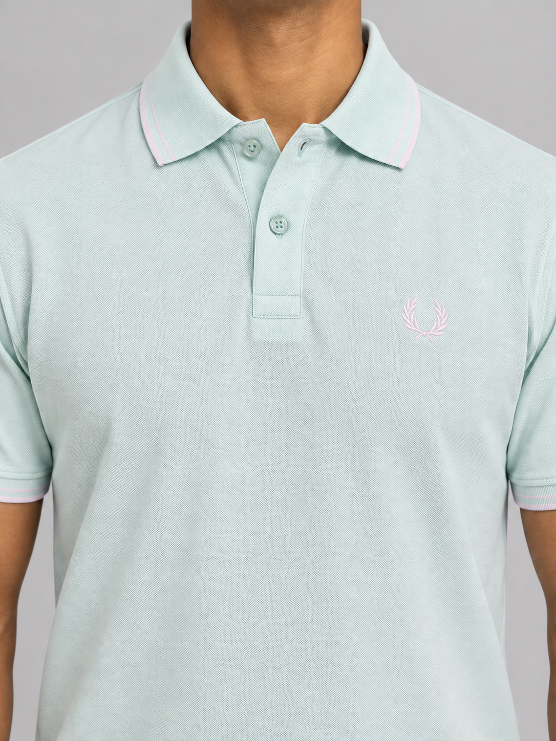 Pale Mint Polo With Pink Trim - view 4