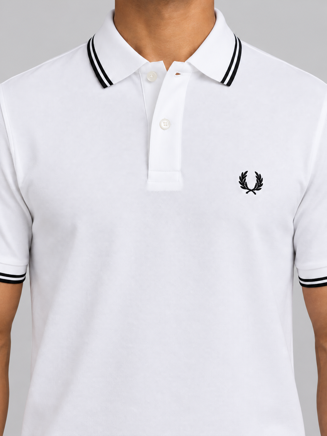 White Polo With Black Double Trim - view 4
