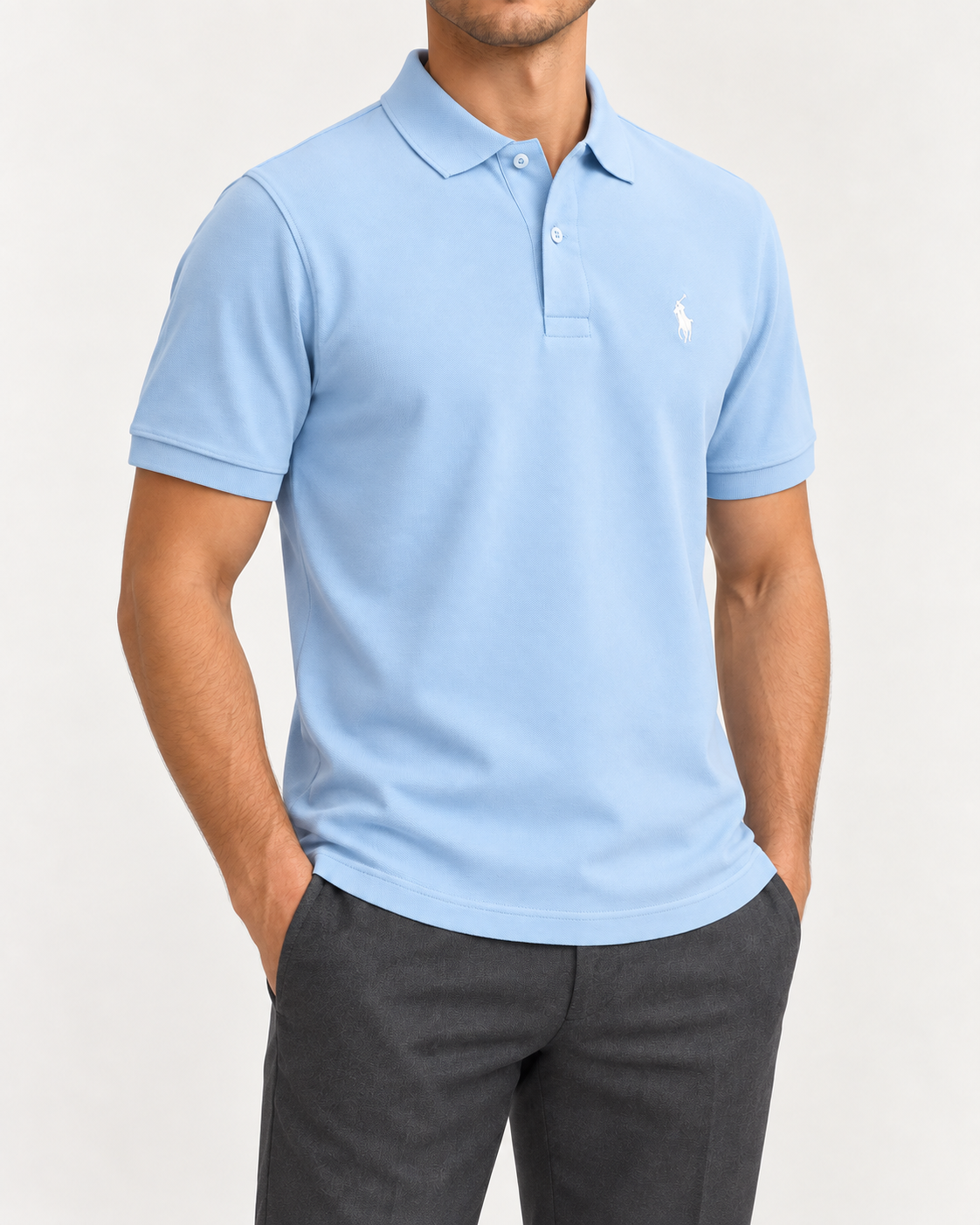 Sky-Blue Small-Pony Polo Shirt - view 2