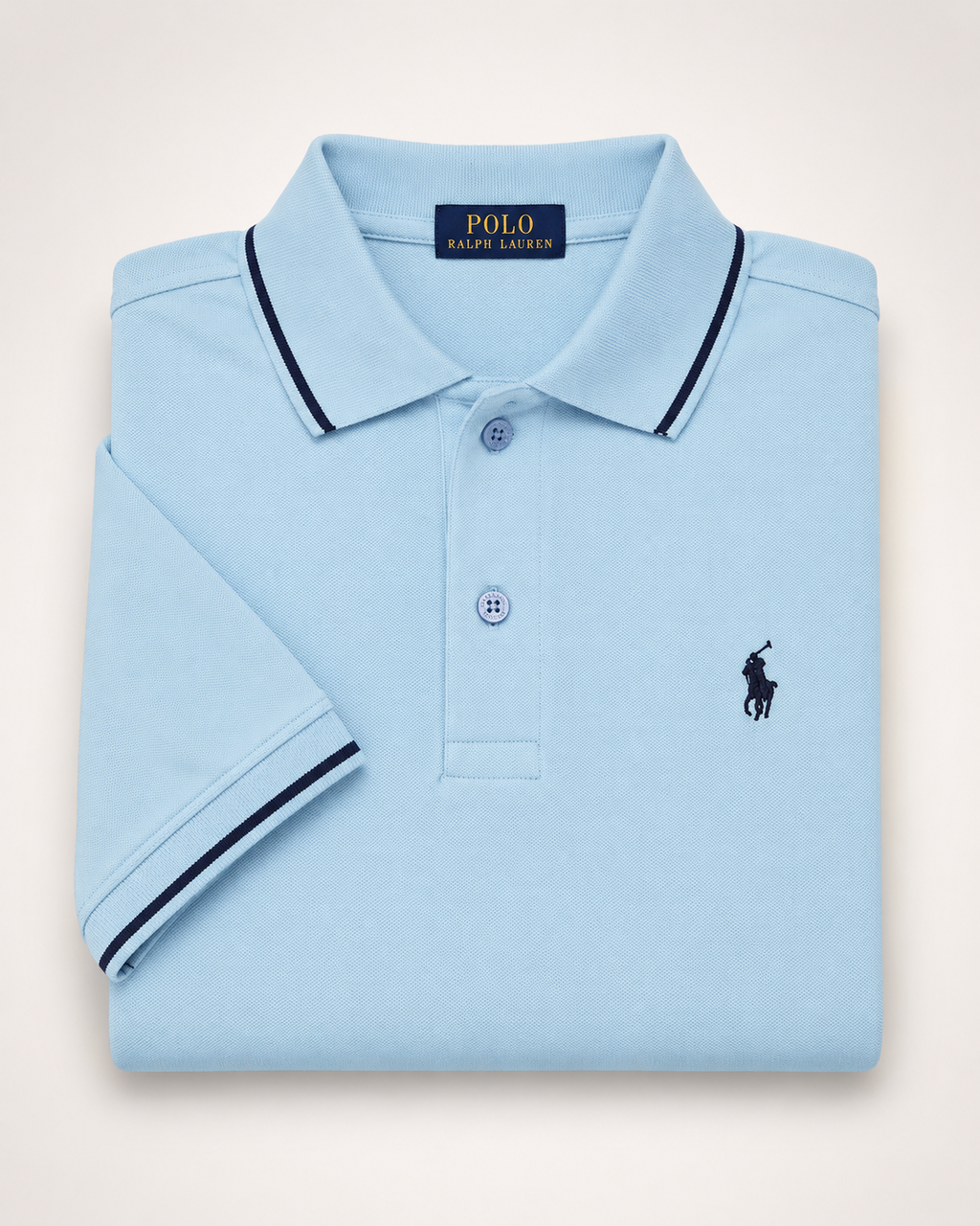 Men’s Sky Blue Tipped-Collar Polo T-Shirt - view 6