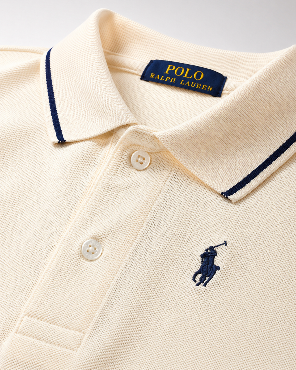Men’s Cream Contrast-Trim Polo T-Shirt - view 4