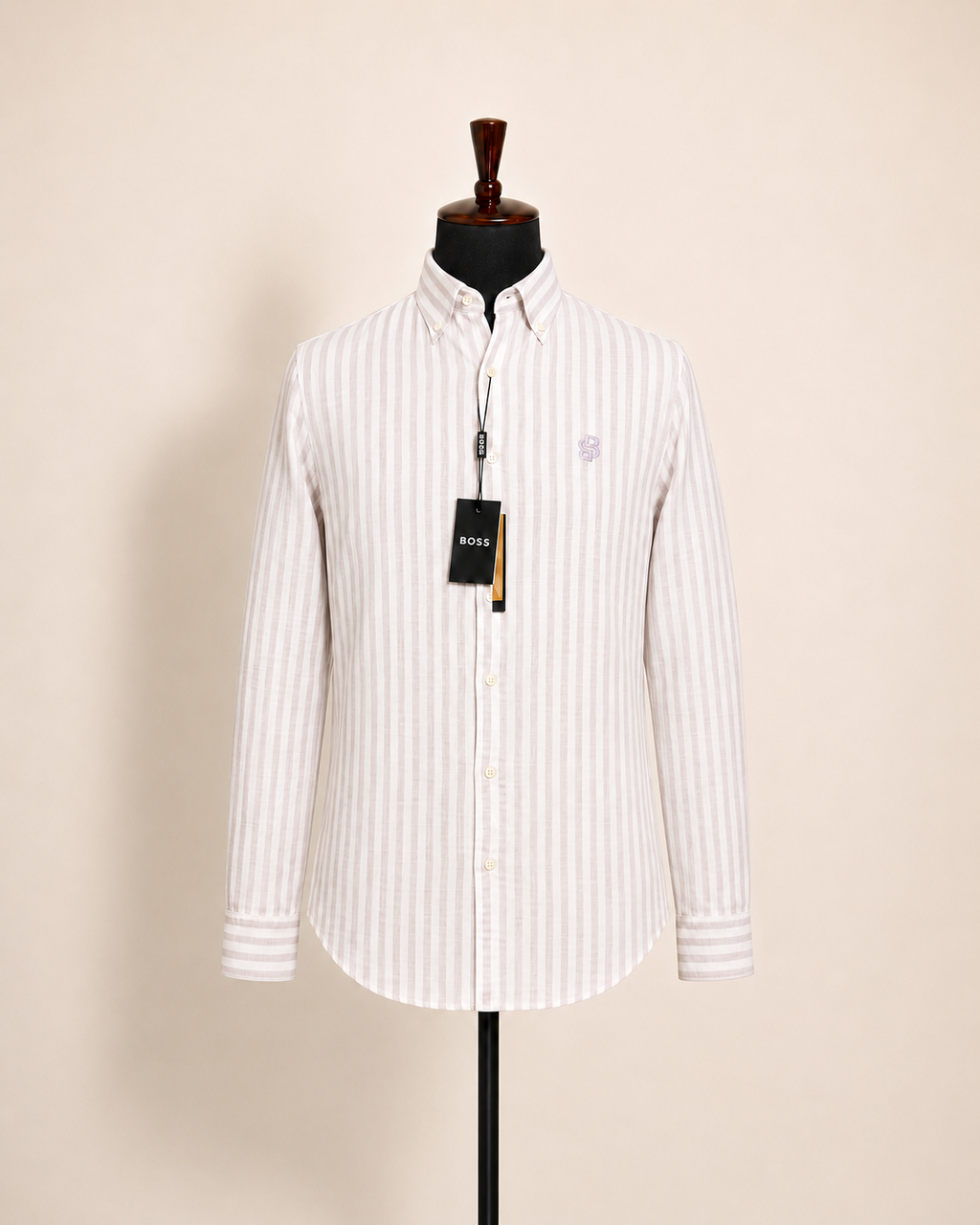 Men’s Blush Pink Striped Shirt - front view