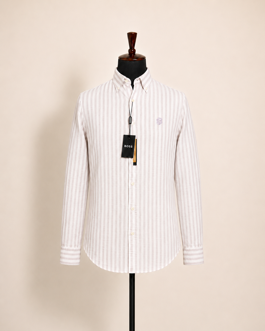 Men’s Blush Pink Striped Shirt - front view