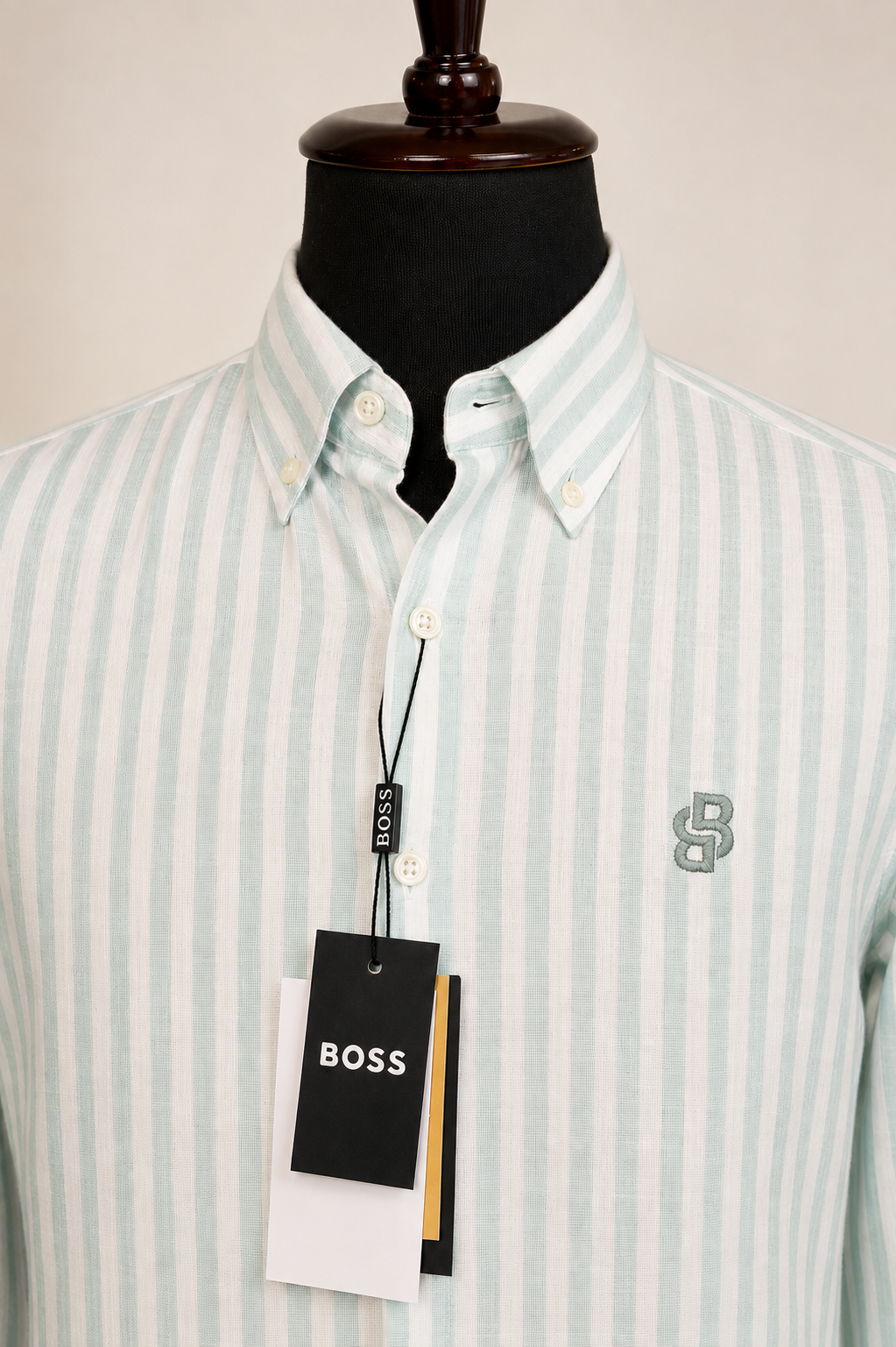 Men’s Mint & White Striped Shirt - view 4