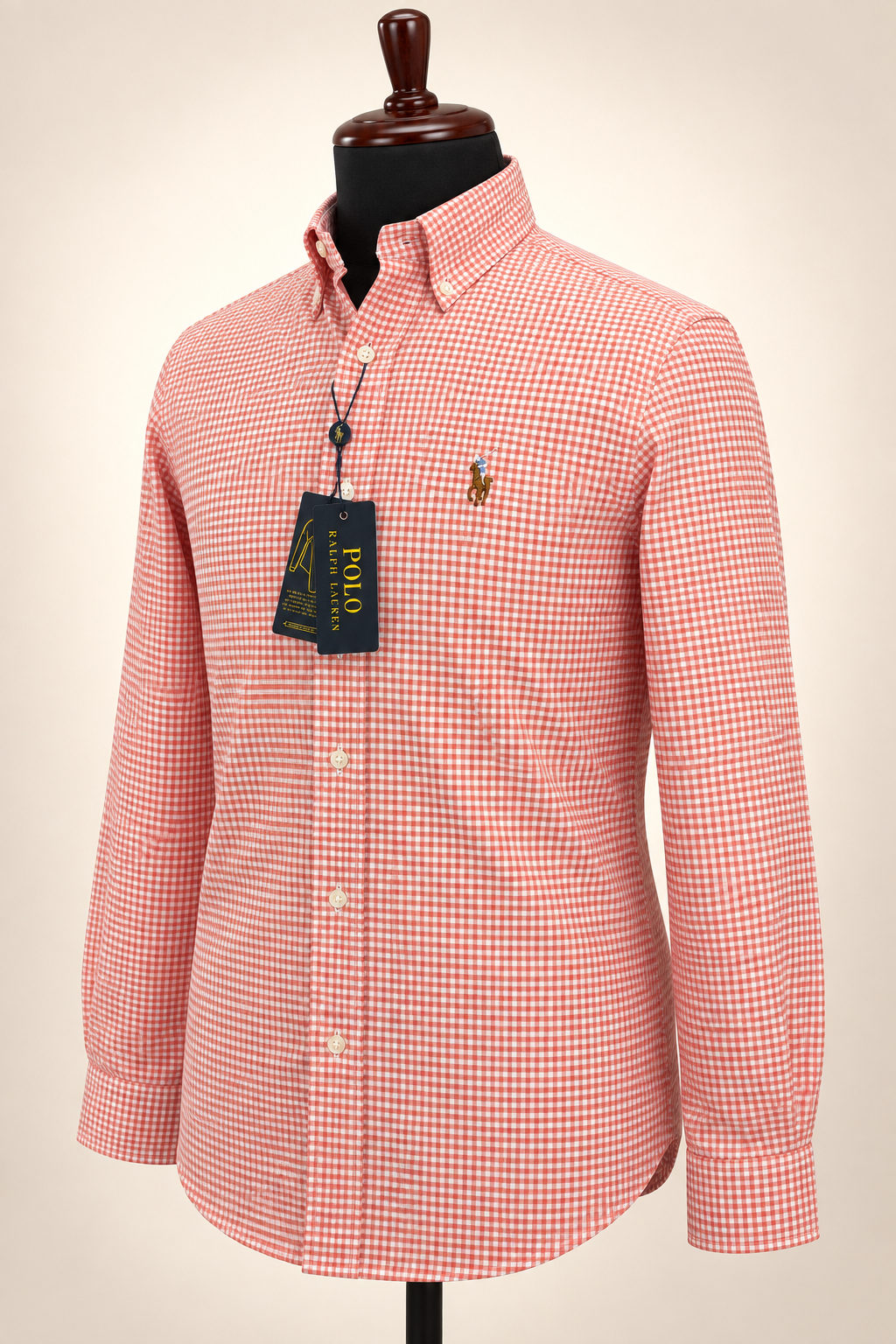 Men’s Coral & White Gingham Shirt - view 3