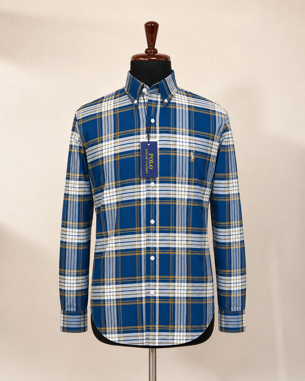 Men’s Royal Blue Plaid Shirt - front view