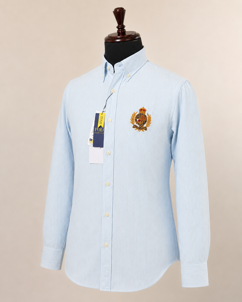 Men’s Sky Blue Pinstripe Crest Shirt - view 2