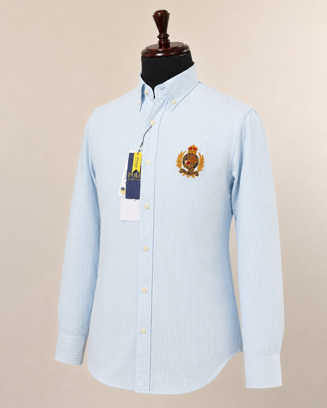 Men’s Sky Blue Pinstripe Crest Shirt - view 2