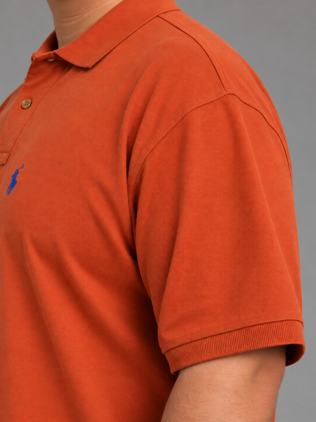 Oversized Burnt-Orange Polo With Royal-Blue Rider Embroidery - view 5