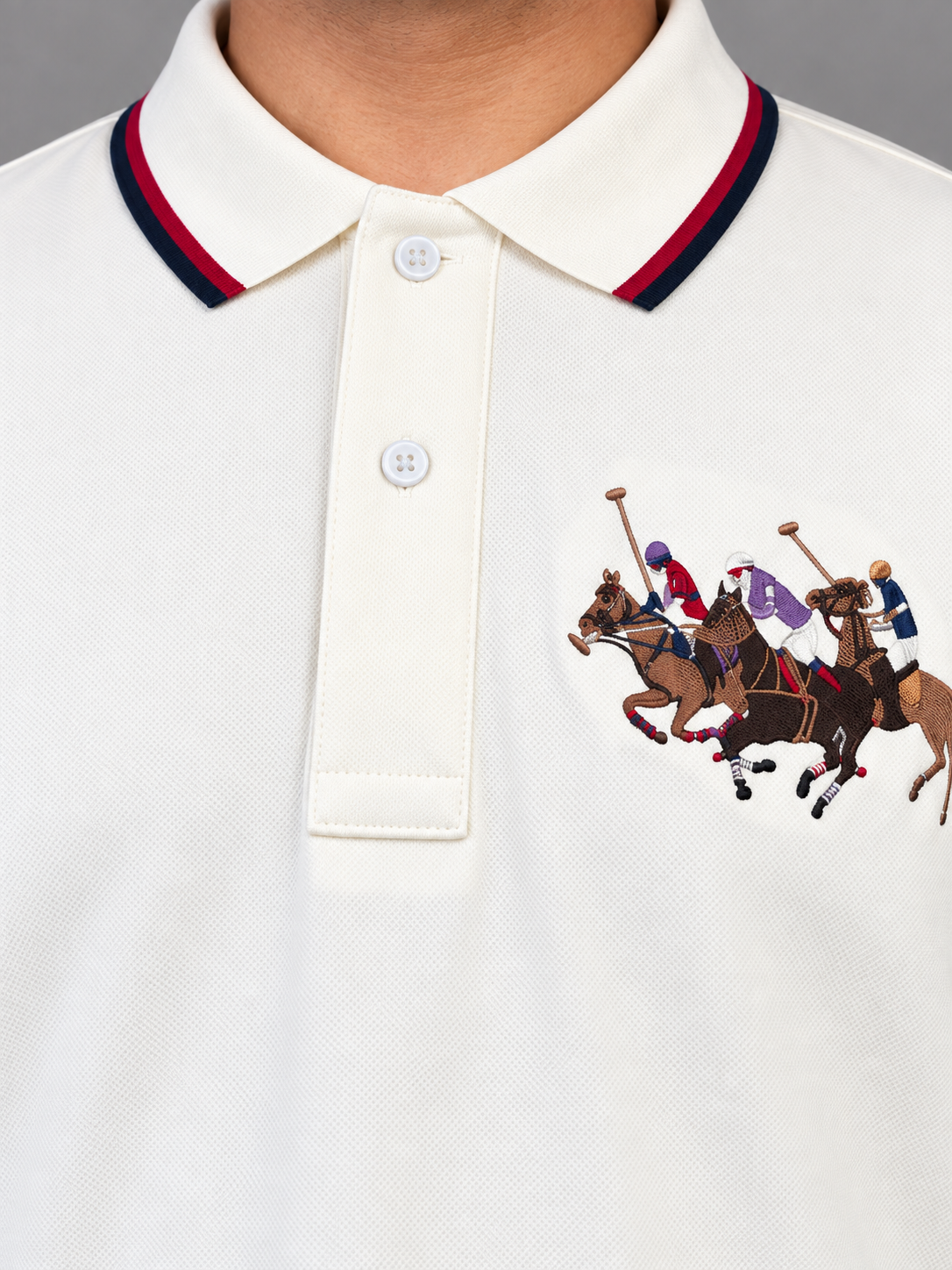 Oversized Ivory Polo With Three-Rider Embroidery - view 4
