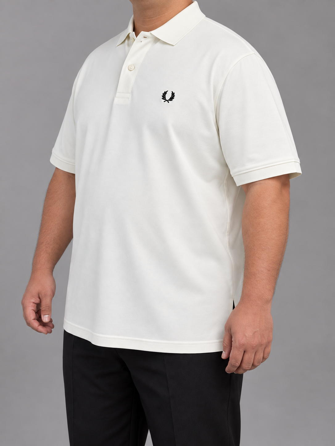 Oversized Ivory Polo With Black Laurel Embroidery - view 2