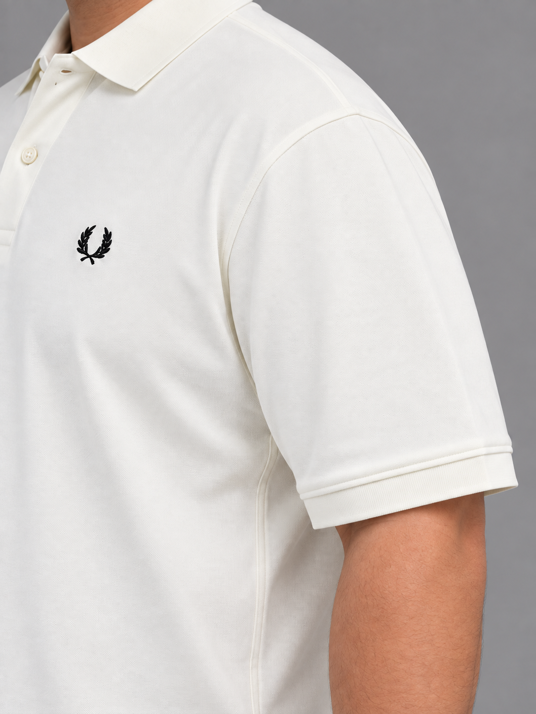 Oversized Ivory Polo With Black Laurel Embroidery - view 5