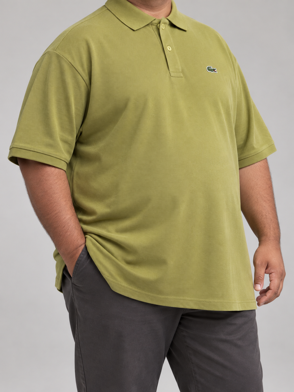 Oversized Olive Crocodile Patch Polo - view 2
