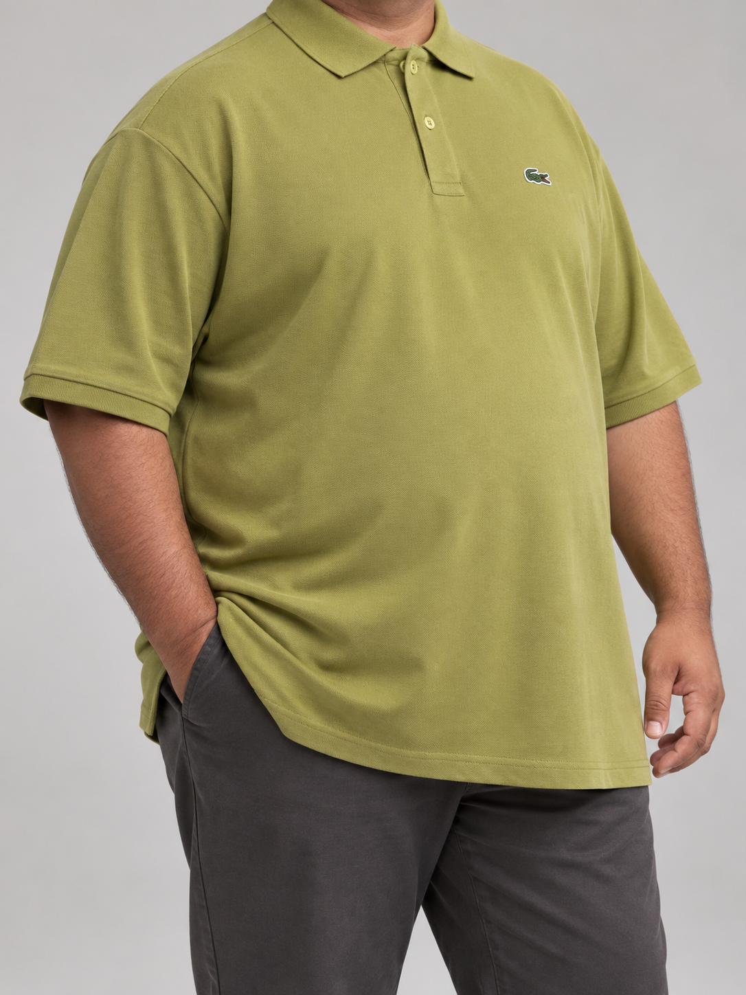 Oversized Olive Crocodile Patch Polo - view 2