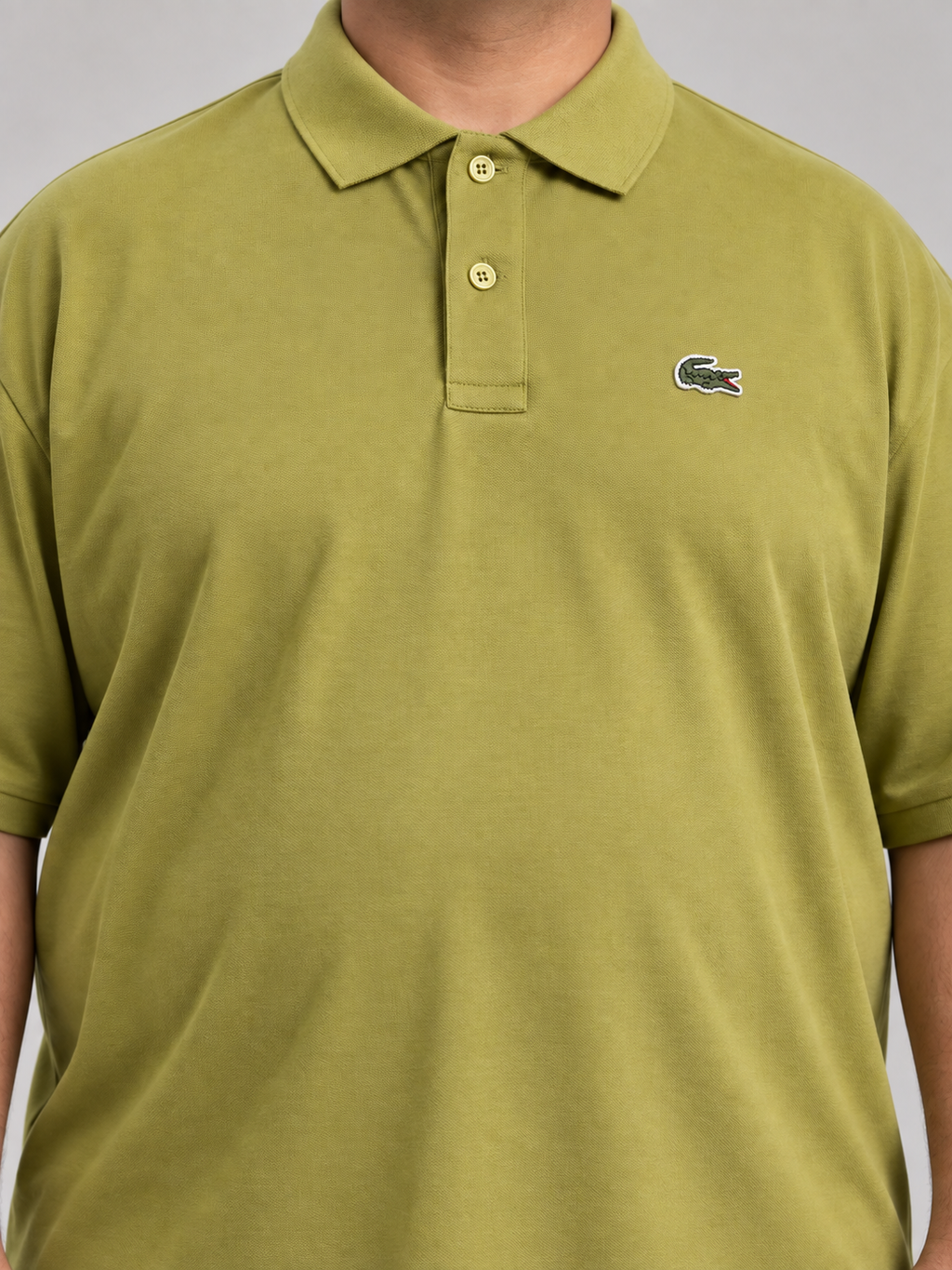 Oversized Olive Crocodile Patch Polo - view 4