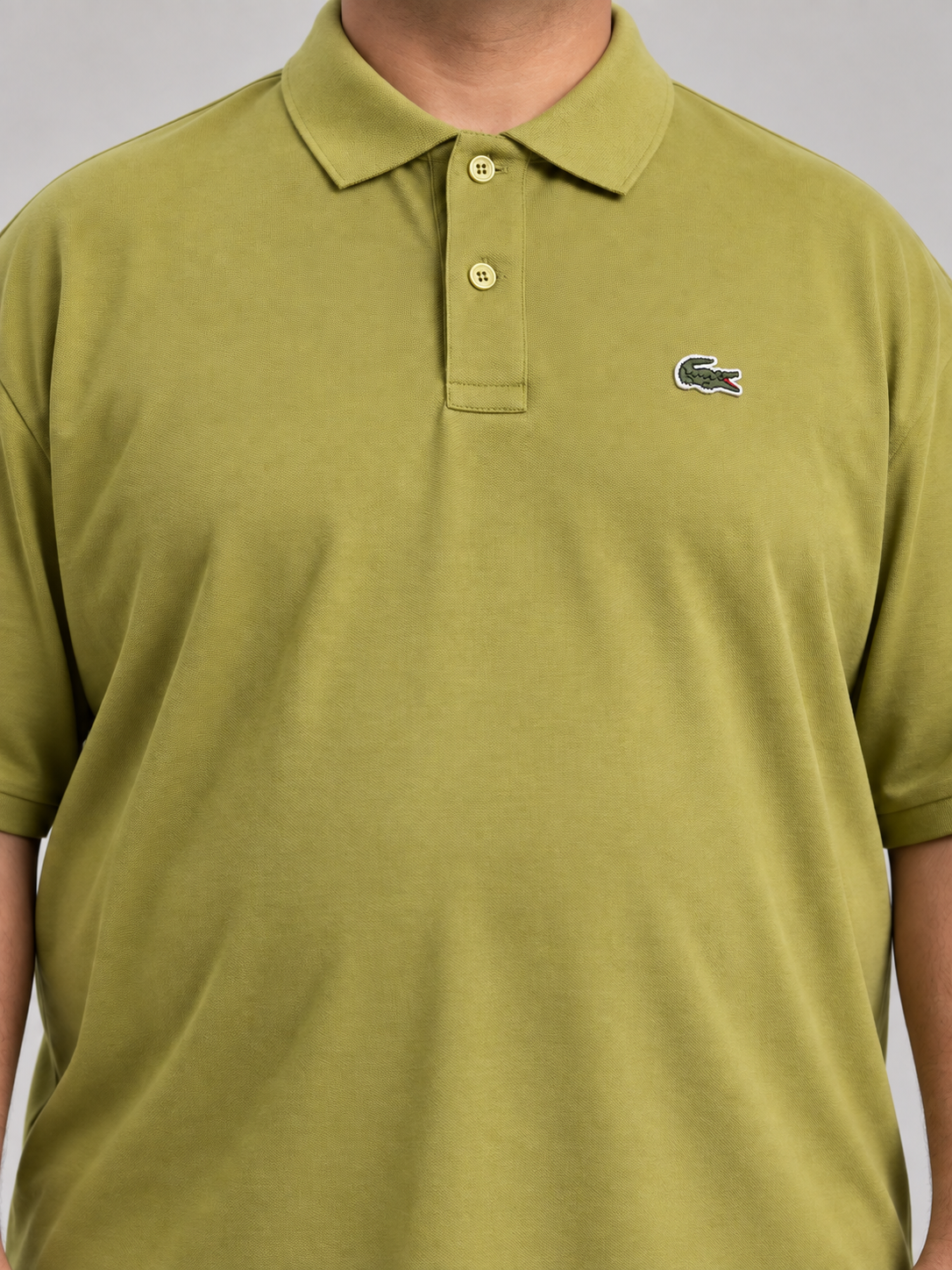 Oversized Olive Crocodile Patch Polo - view 4