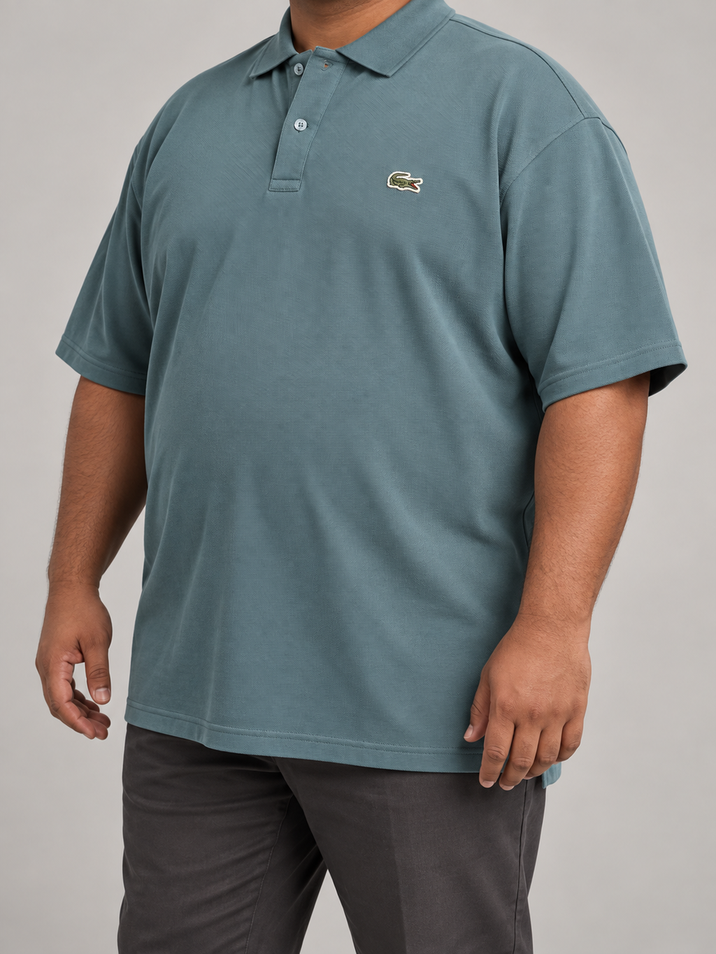 Oversized Slate-Sage Crocodile Patch Polo - view 2