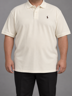 RL — Oversized Warm-Ivory Polo With Dark-Brown Rider Embroidery