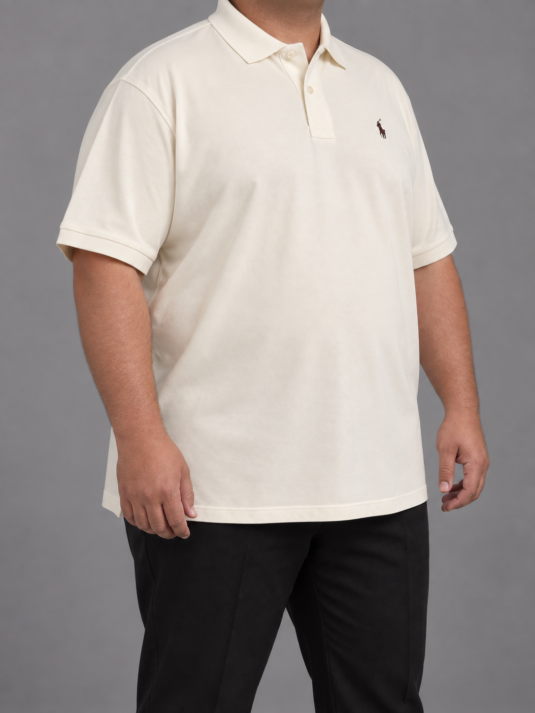 Oversized Warm-Ivory Polo With Dark-Brown Rider Embroidery - view 3
