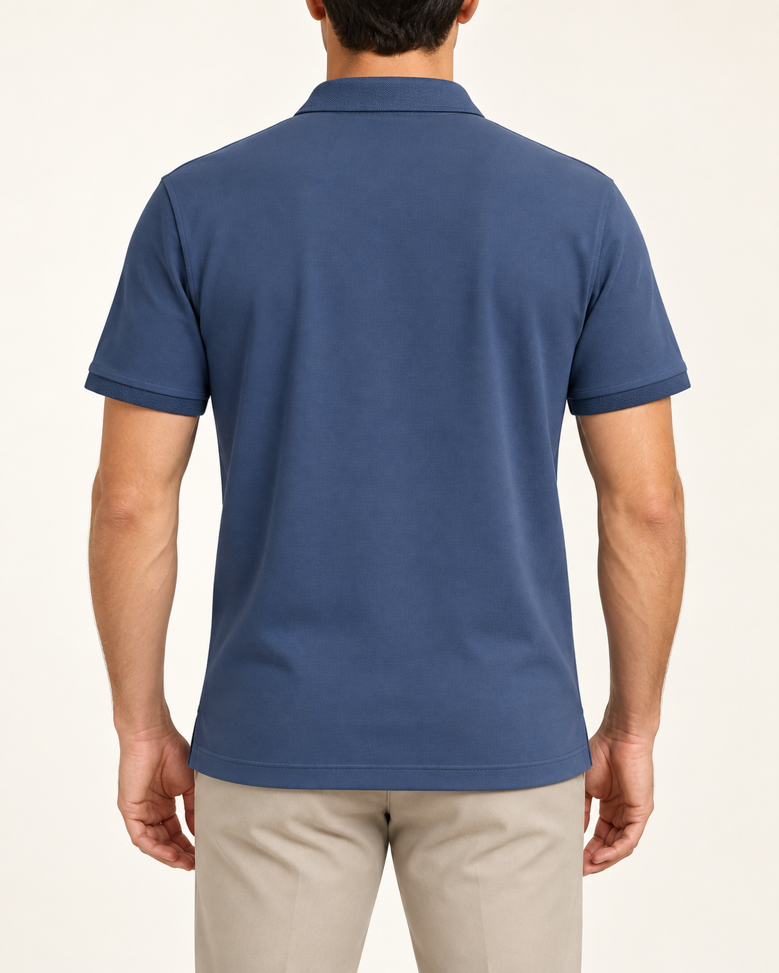 Slate Blue Check Placket Tonal Crest Polo - view 3
